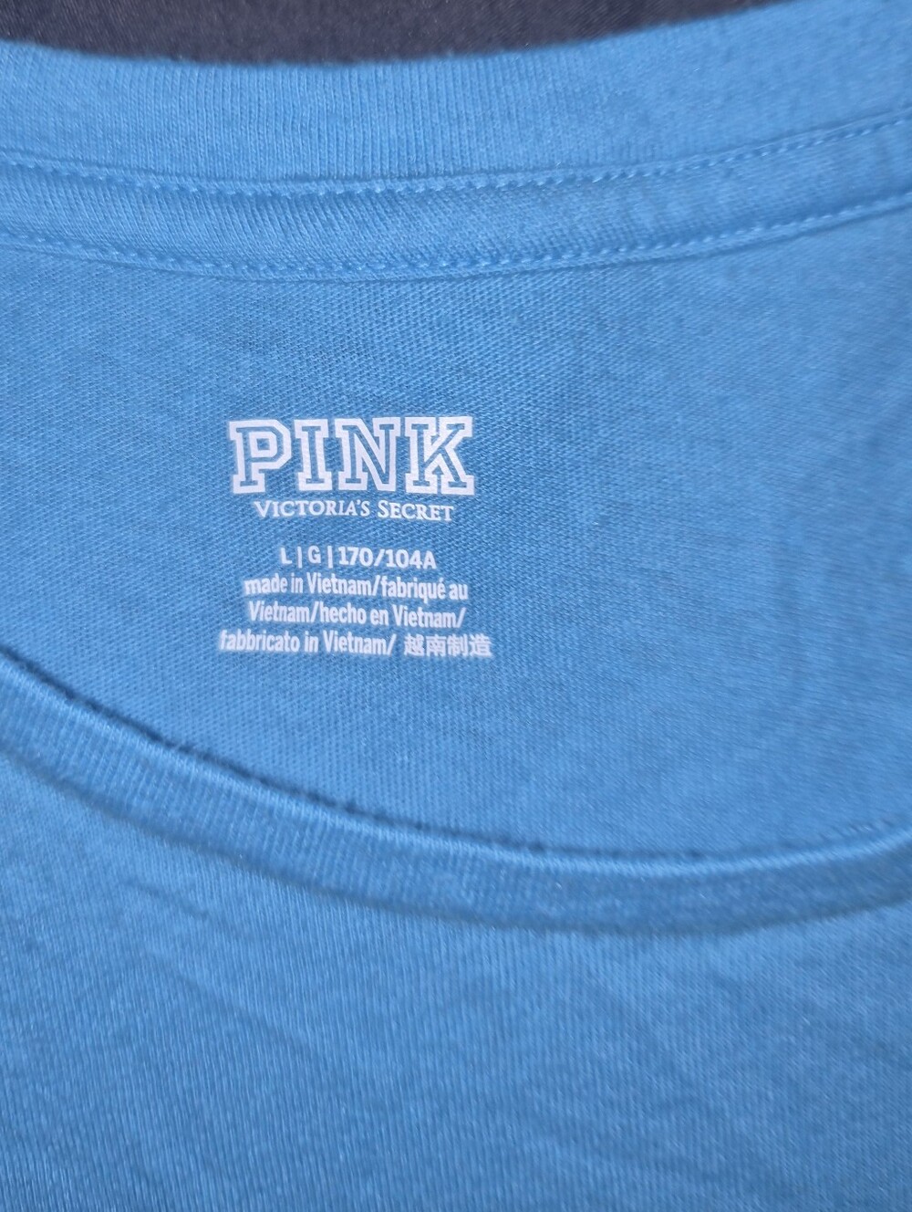 VS VICTORIAS SECRET PINK EVERYDAY CREW SHORT SLEEVE TEE TOP NEON SCUBA SCRIPT L - Picture 3 of 3